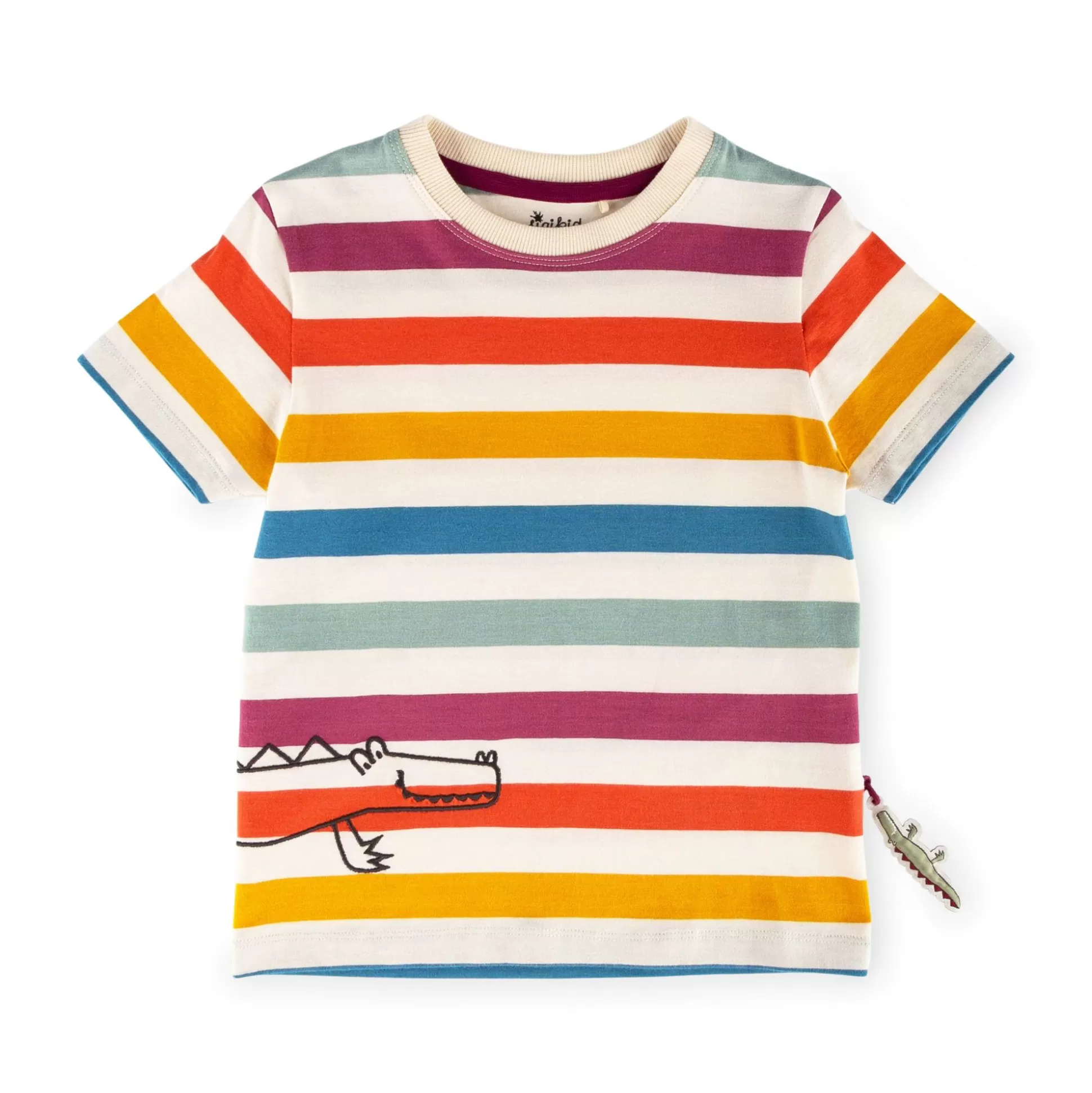 Bebe Sigikid Bunt Gestreiftes Kinder T-Shirt Krokodil