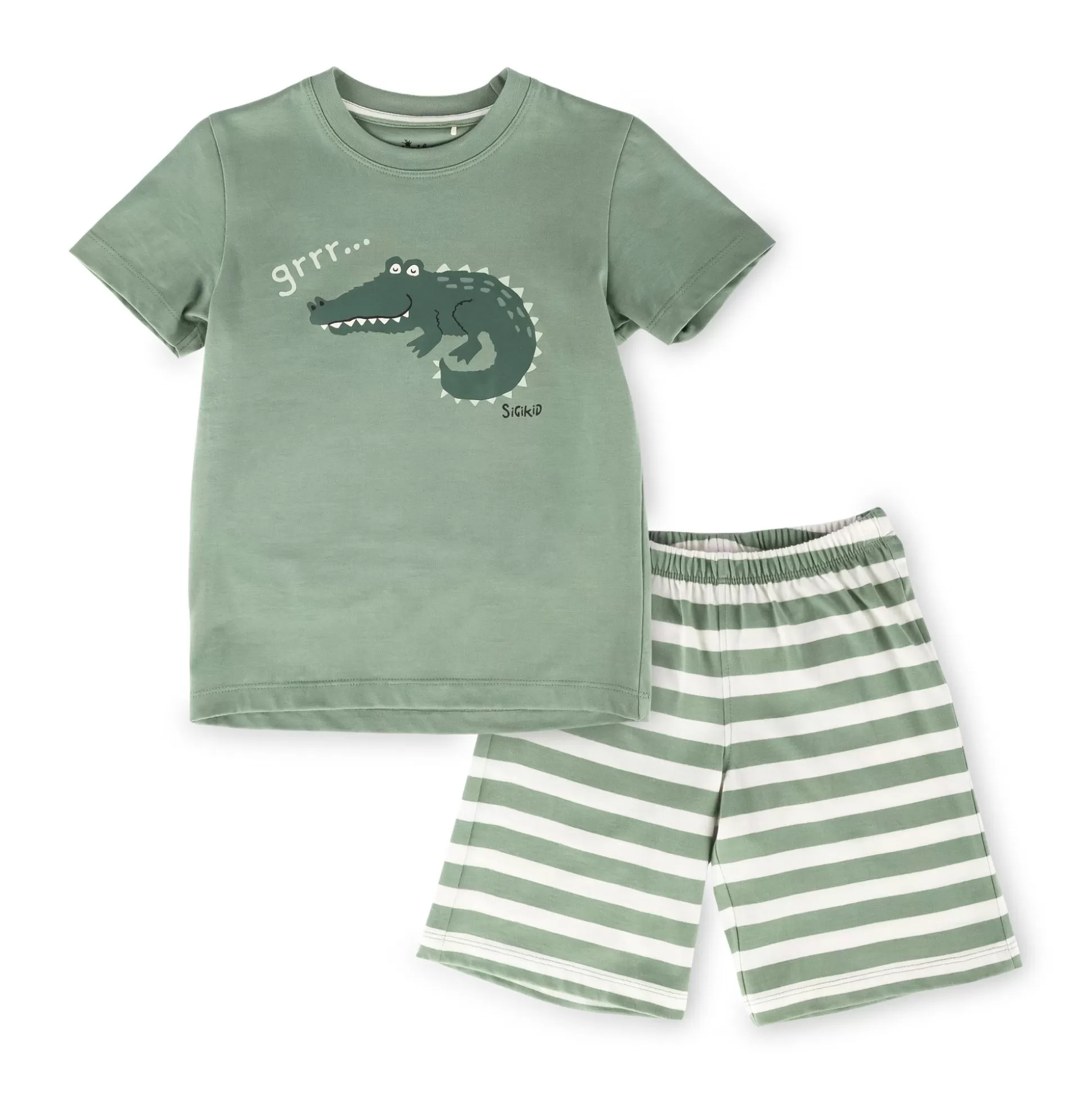 Bebe Sigikid Kinder Shorty Pyjama Krokodil, Grun