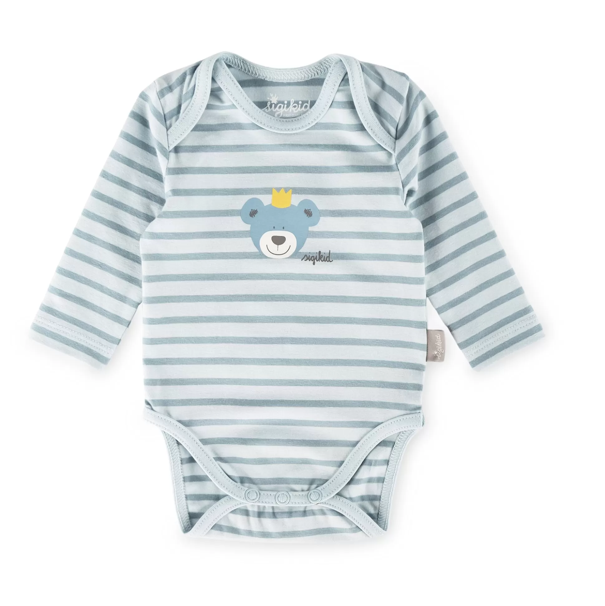 Bebe Sigikid Langarm Babybody Kronchen Bar, Blau Geringelt