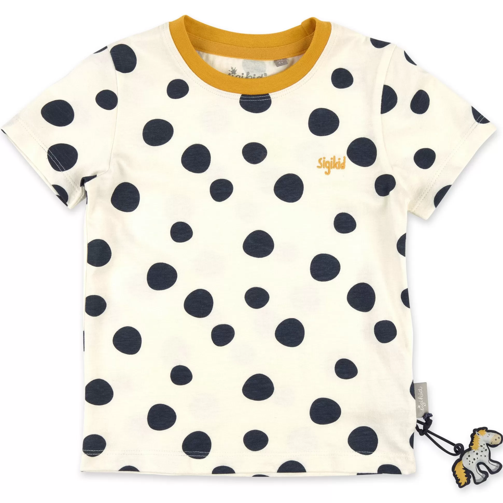 Bebe Sigikid Weises Kinder T-Shirt Mit Dunkelblauen Punkten